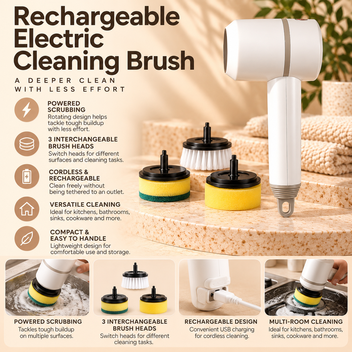 Rechargeable Electric Cleaning Brush